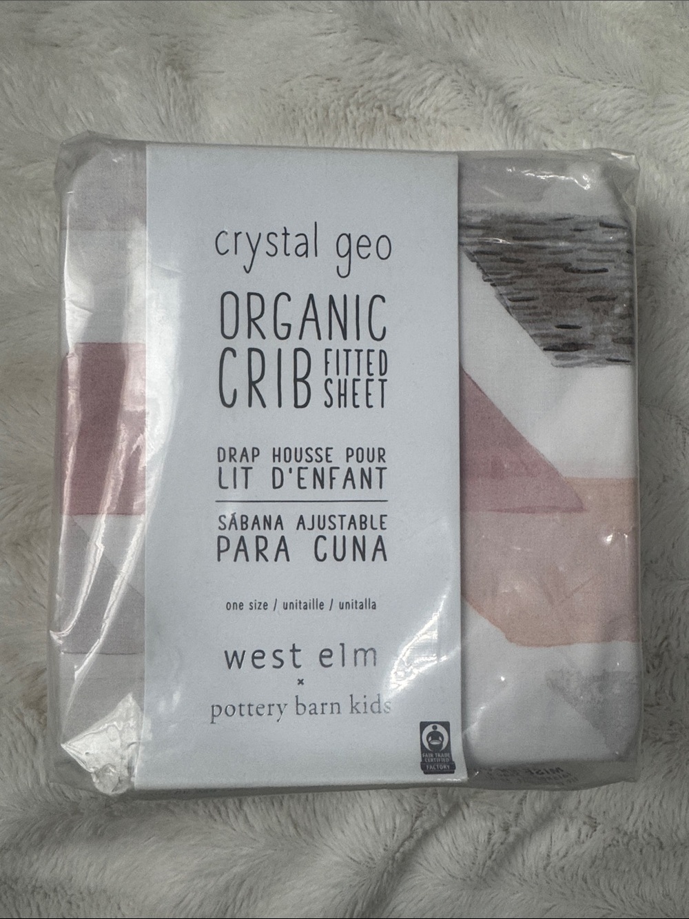 West Elm Crystal Geo Organic Crib Sheet in Blush and Gray